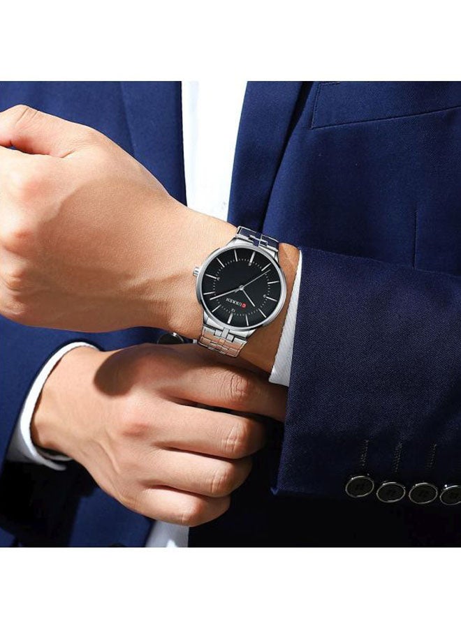 كارين ساعة يد بعقارب مقاومة للماء طراز 8321 - 42 مم - فضي للرجال - Image 4