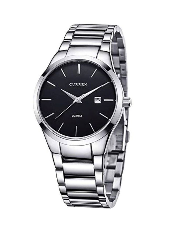 كارين ساعة يد بعقارب مقاومة للماء طراز 8106 - 40 مم - فضي للرجال - Image 1