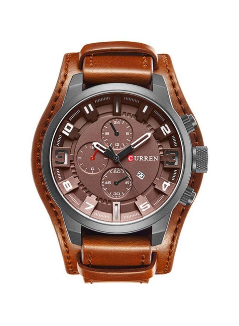 Leather Analog Watch J3618K-KM - 42 mm - Brown