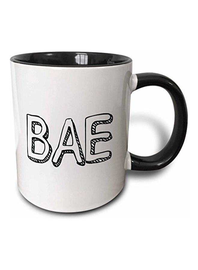 3Dروز مج من السيراميك بطبعة أبيض/ أسود