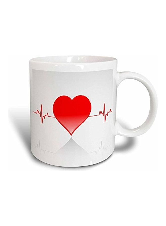 3Dروز قدح تحويل سحري بتصميم خط ضربات القلب أبيض/أحمر - Image 1