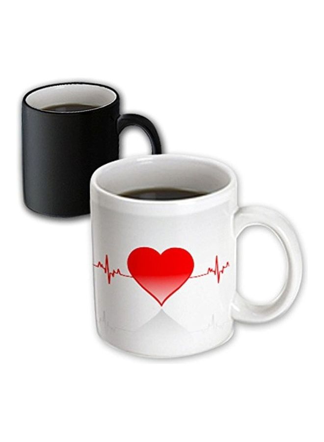 3Dروز قدح تحويل سحري بتصميم خط ضربات القلب أبيض/أحمر - Image 3