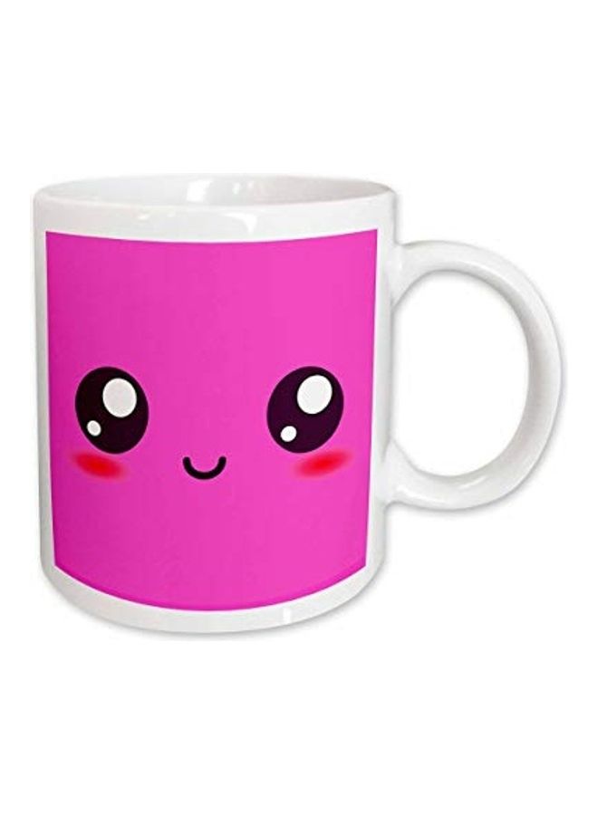 3Dروز مج من السيراميك بطبعة أبيض/ وردي