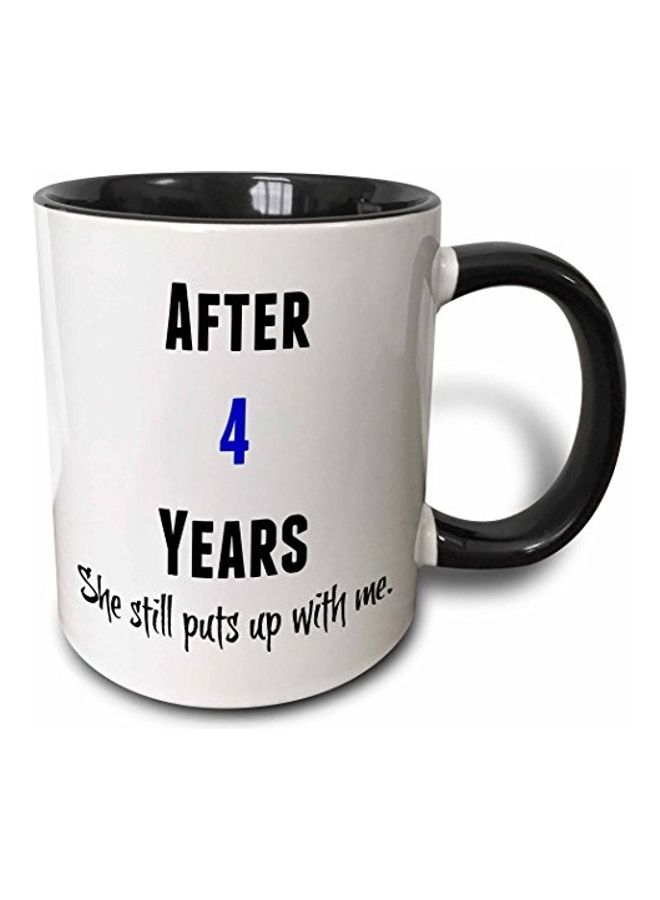 3Dروز مج قهوة من السيراميك بطبعة نص أسود/أزرق/أبيض