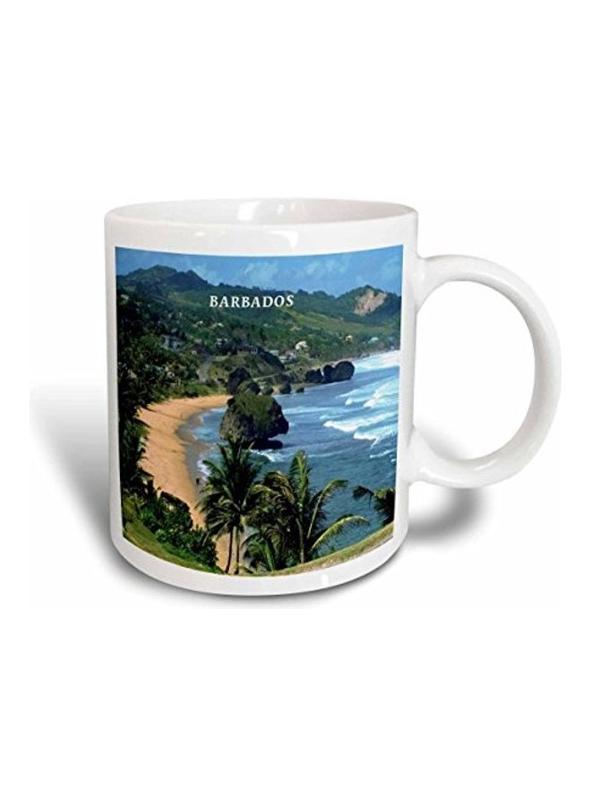 3Dروز مج قهوة من السيراميك بطبعة صورة شاطئ بربادوس متعدد الألوان