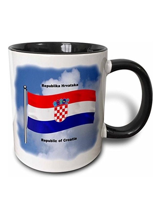 3Dروز مج للقهوة بلونين ومصنوع من السيراميك ومطبوع عليه علم كرواتيا متعدد الألوان