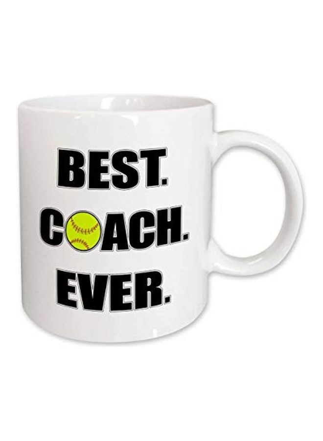 3Dروز "مج مطبوع عليه عبارة "Best Coach Ever" أبيض/أسود/أخضر