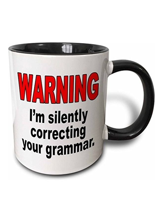 3Dروز "مج بلونين مطبوع عليه عبارة "Warning I'm Silently Correcting Your Grammar" بلونين" متعدد الألوان