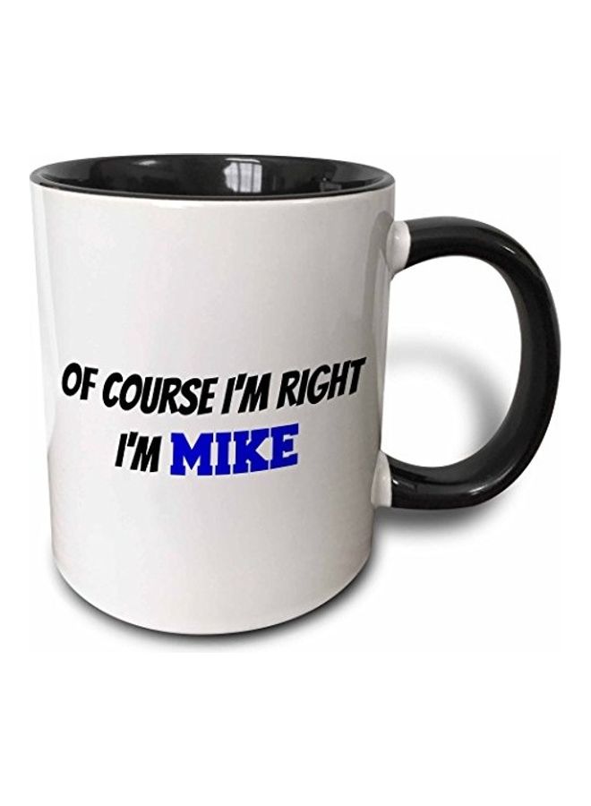 3Dروز مج قهوة من السيراميك بطبعة نص أزرق/أسود/أبيض