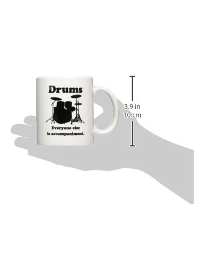 3Dروز مج من السيراميك مزين بطبعة طبول أبيض/ أسود - Image 2