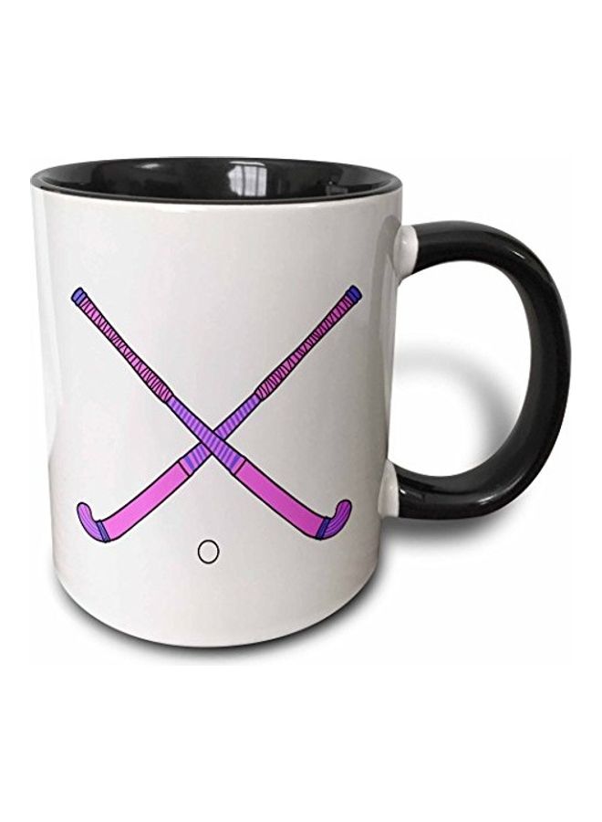 3DROSE - Hockey Sticks Printed Mug Black/White/Purple - Image 1