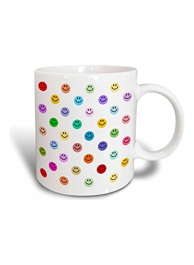 3Dروز مج بطبعة وجه مبتسم أبيض/أزرق/أخضر