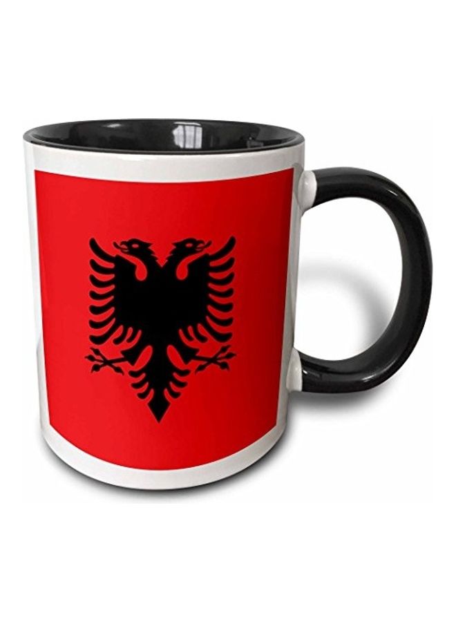 Flag Of Albania Printed Coffee Mug Black/Red/White