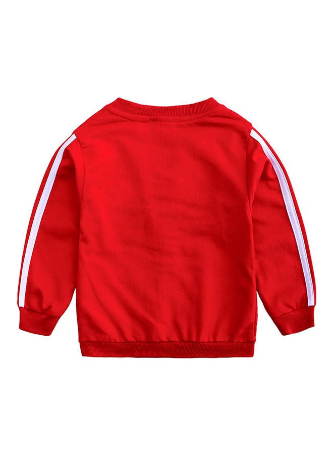 2-Piece Unisex Children Sports Fashion Zipper Coat And Trouser Red/White - Image 2
