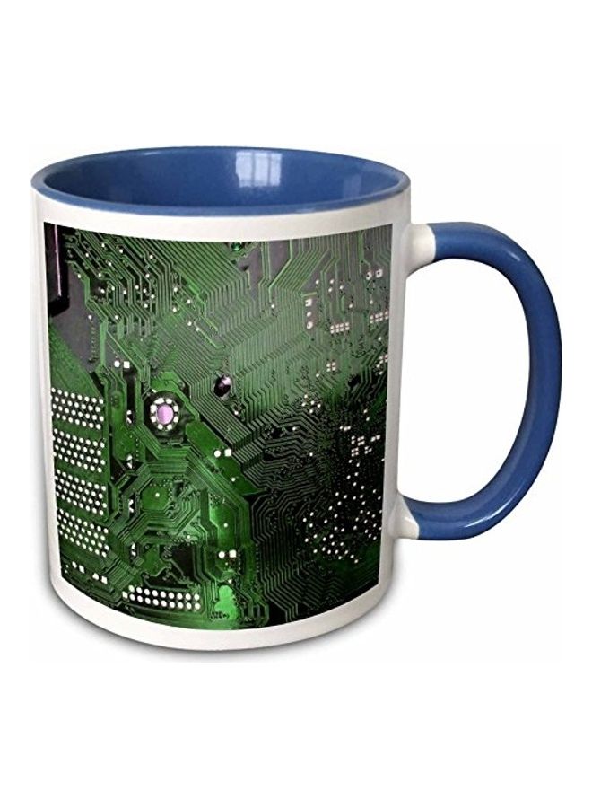3DROSE Motherboard Electronics Circuits Printed Mug Blue/Green/White