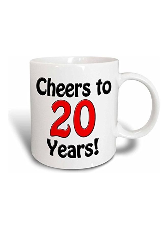 3DROSE Cheers To 20 Years Printed Coffee Mug White/Black/Red