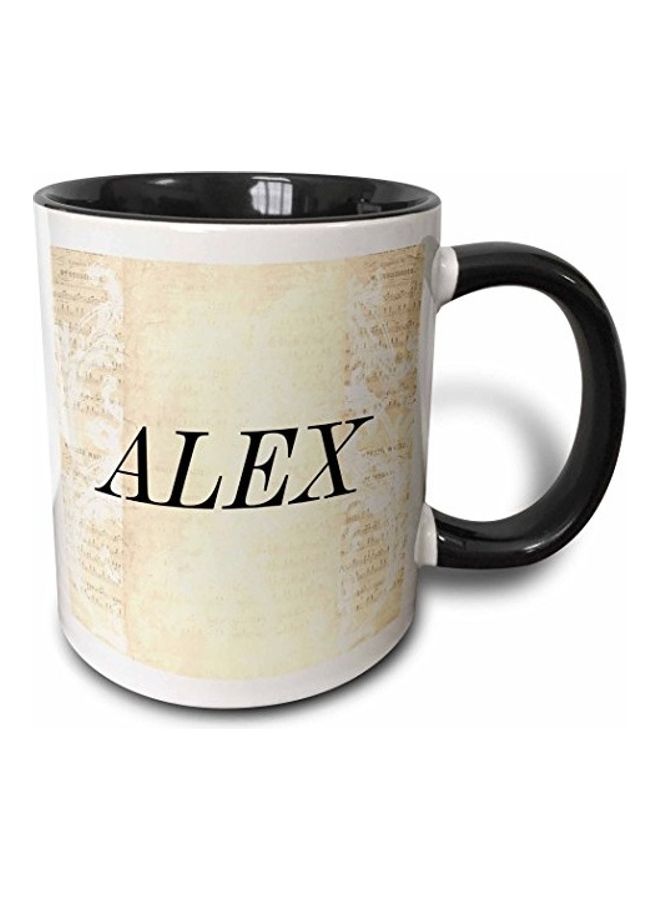 3Dروز مج مطبوع عليه صورة أليكس إن أنتيك أسود/أبيض/بيج