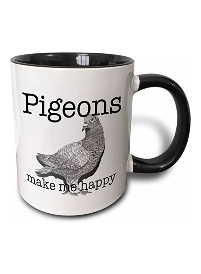 3Dروز مج قهوة بطبعة رسمة ثلاثية الأبعاد أسود/ أبيض