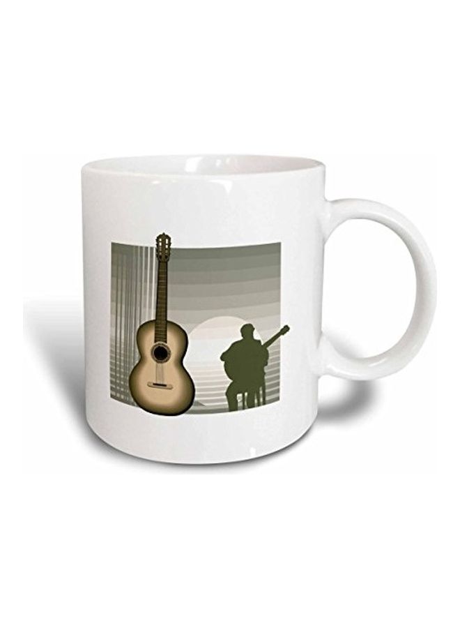 3DROSE Acoustic Guitar Ceramic Mug White/Green/Brown  - Image 1