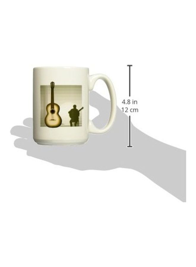 3DROSE Acoustic Guitar Ceramic Mug White/Green/Brown  - Image 2