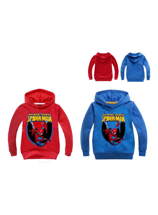 Spiderman Printed Hoodie Red - Image 3