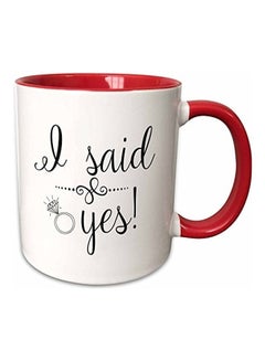 3DROSE I Said Yes Engagement Ring Printed Mug White/Red/Black 