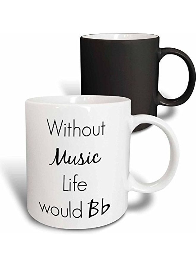 3DROSE Without Music Life Would B Flat Printed Magic Mug Black/White