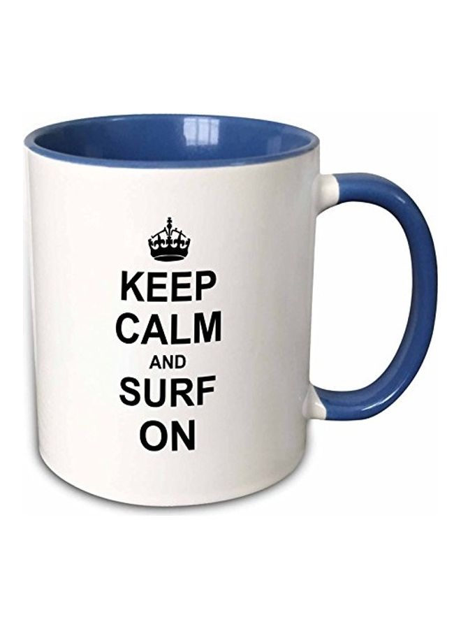 3DROSE Keep Calm And Surf Printed Mug White/Blue/Black