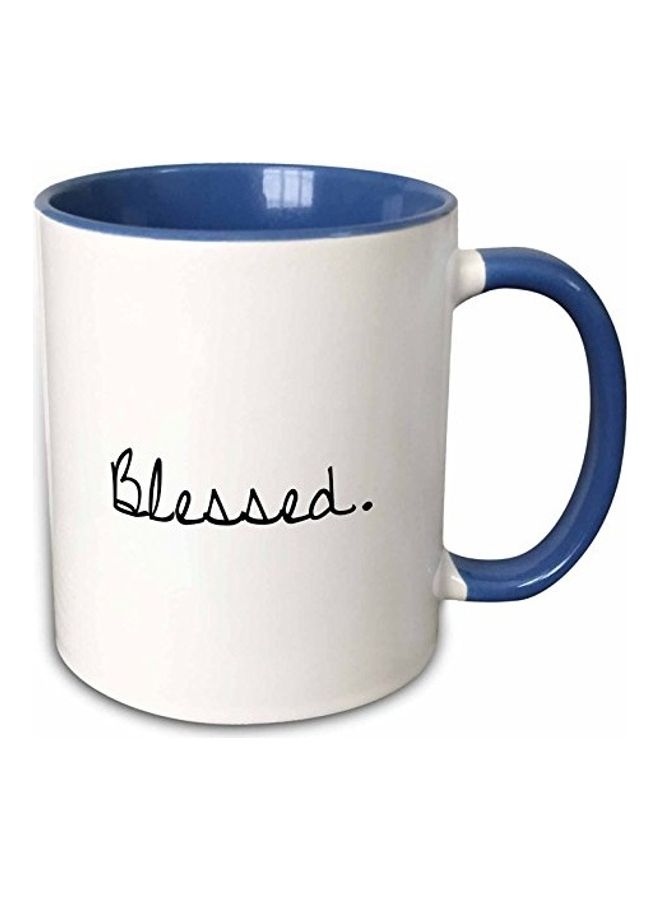 3DROSE High Gloss Finish Printed Two Tone Ceramic Mug Blue/White