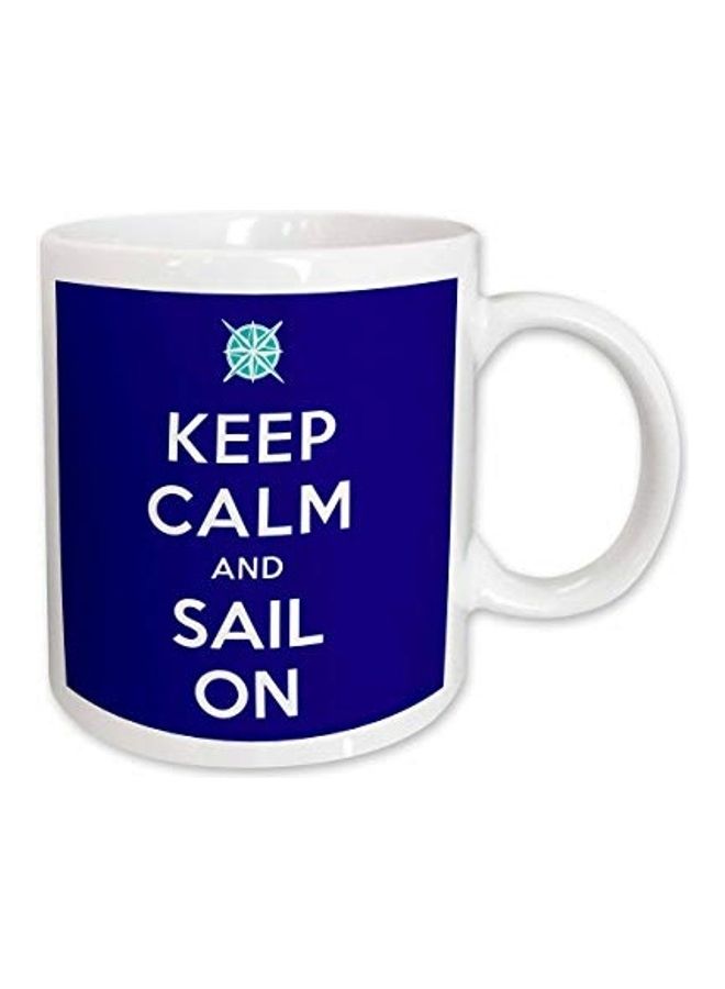 3Dروز مج قهوة بطبعة رسمة ثلاثية الأبعاد أزرق/ أبيض