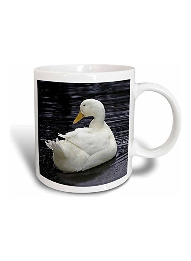 3Dروز مج بطبعة بطة بيكين أبيض/ أسود