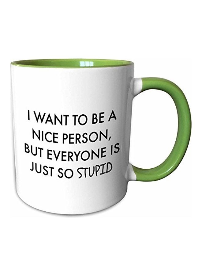 3Dروز مج قهوة بطبعة رسمة ثلاثية الأبعاد أخضر / أبيض / أسود