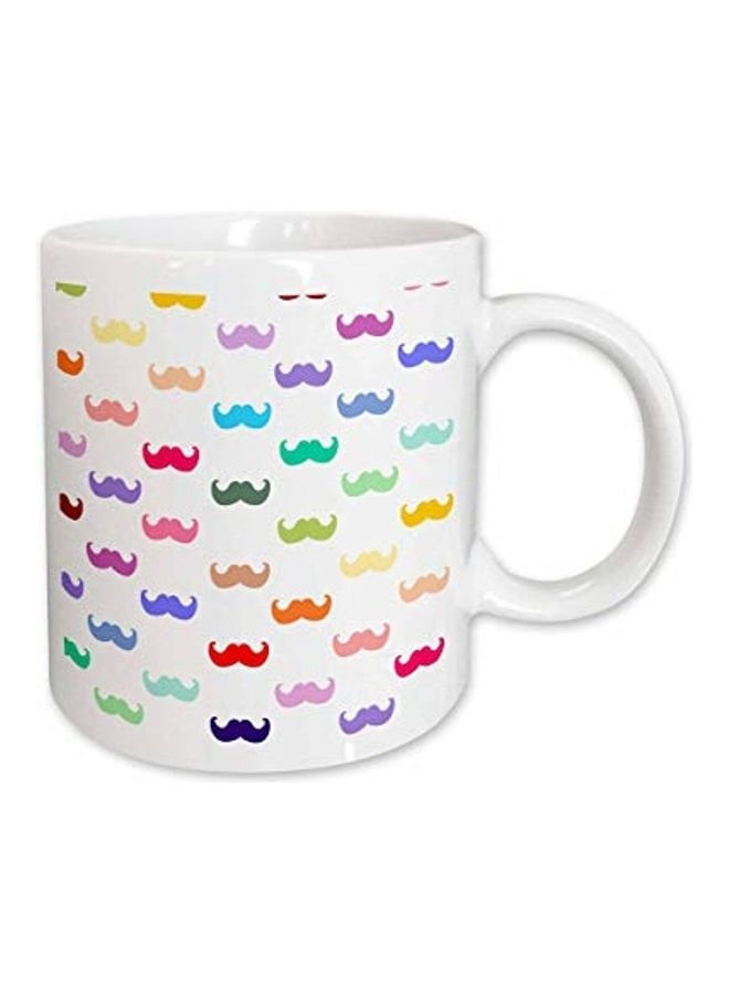 3DROSE Mustache Printed Mug White/Pink/Blue