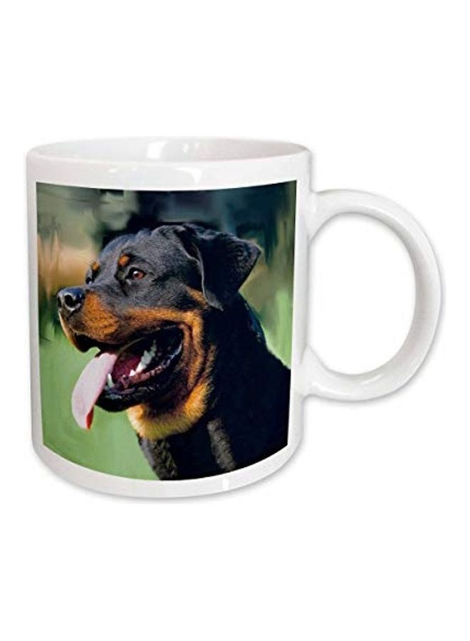 3Dروز Rottweiler Printed Mug White/Green/Black
