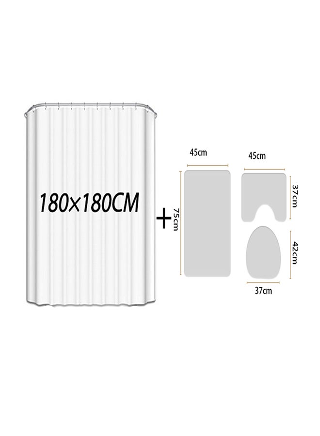 4-Piece Waterproof Bathroom Curtain with Non-slip Toilet Pad Cover Multicolour 75 x 45cm - Image 5