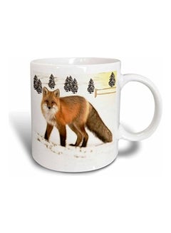 3DROSE Fractalius Red Fox Ceramic Mug White  - Image 1