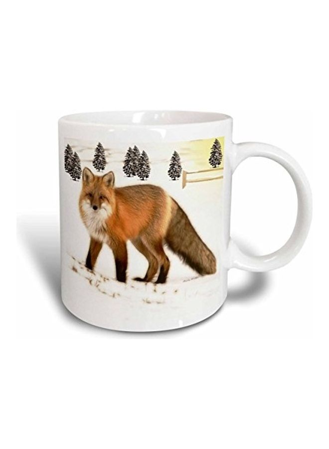 3DROSE Fractalius Red Fox Ceramic Mug White  - Image 1