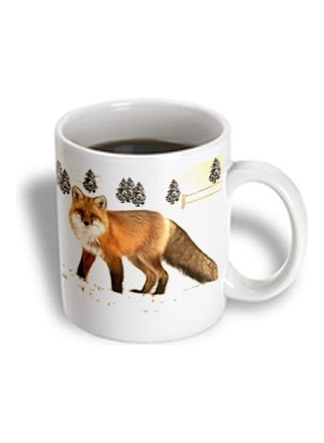 3DROSE Fractalius Red Fox Ceramic Mug White  - Image 2