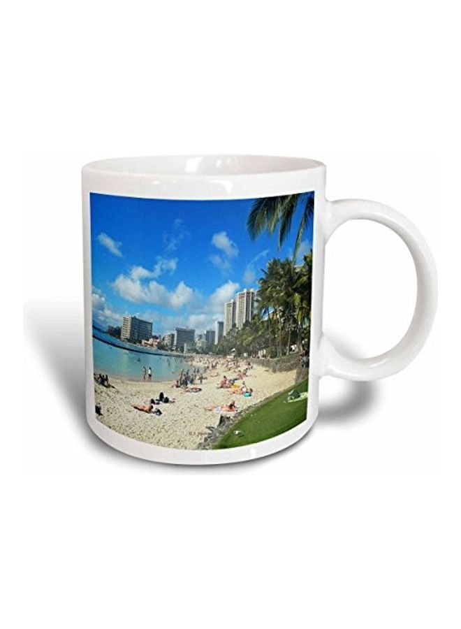 3DROSE Waikiki Beach Ceramic Mug Multicolour