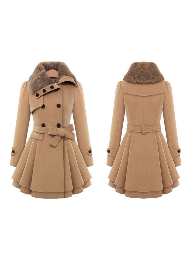 Women's Slim Fit Medium Long Woolen Overcoat ca - Image 3