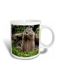Groundhog Printed Mug White/Brown/Green