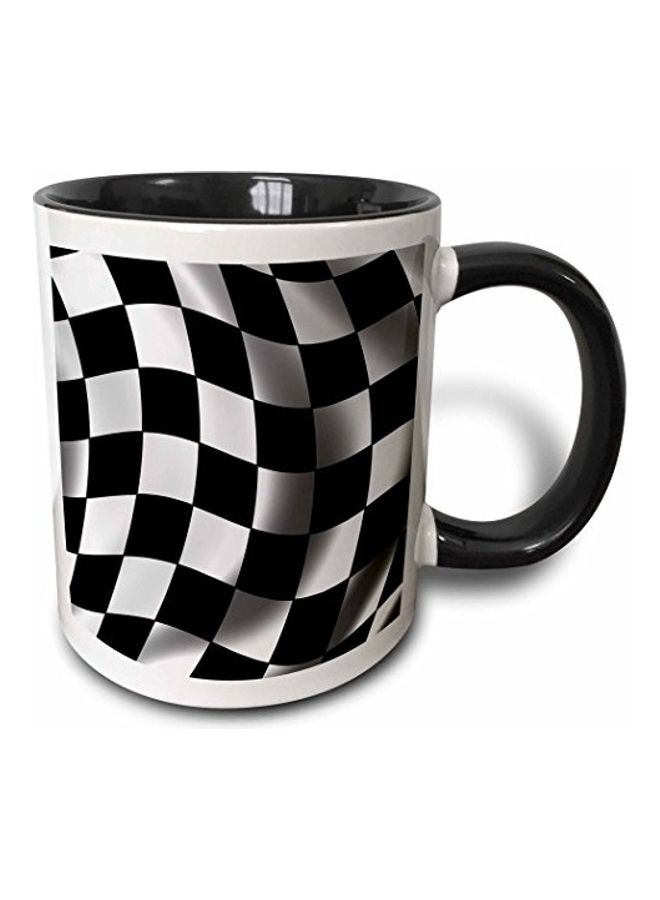 3DROSE Checker Banner Printed Mug Black/White