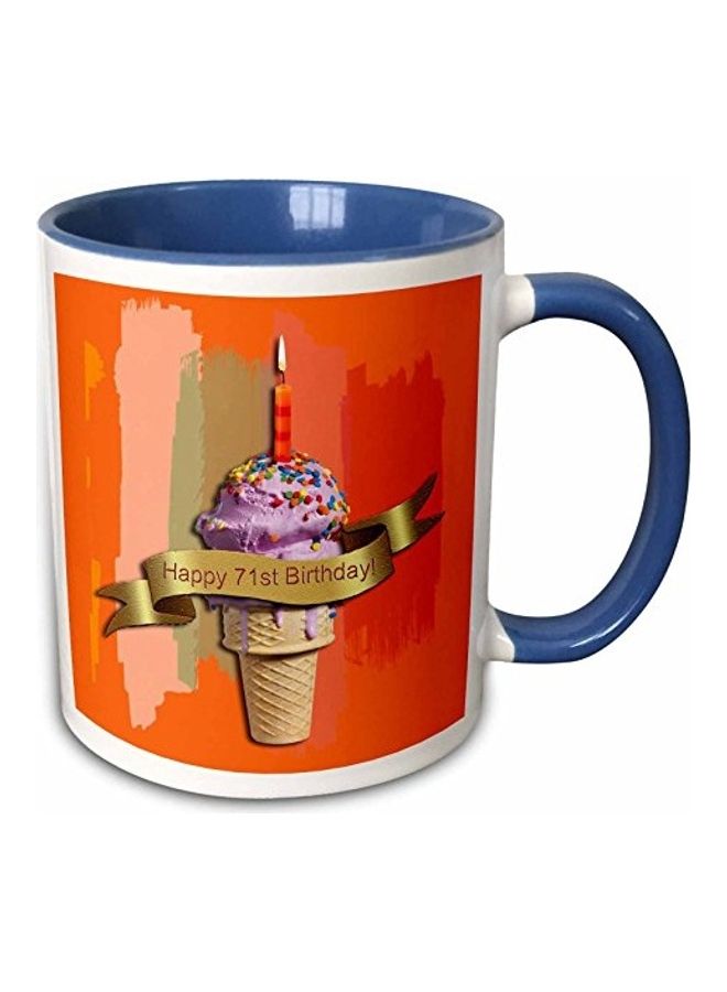 Happy 71st Birthday Printed Mug Blue/Orange/White
