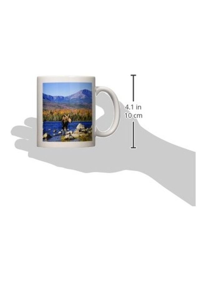 3Dروز مج بتصميم بقرة مطبوعة أبيض/أزرق/أخضر - Image 2