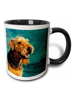 3DROSE Airedale Terrier Printed Mug Black/White/Green 