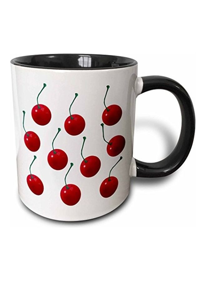 3Dروز مج قهوة بطبعة فاكهة الكرز أبيض/أسود/أحمر