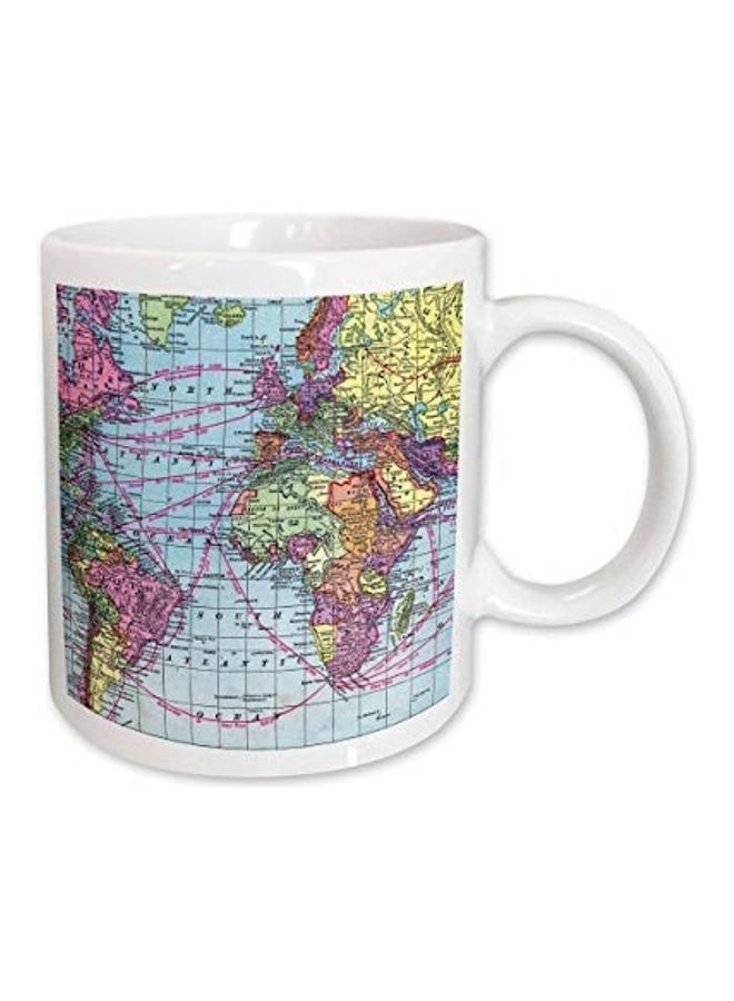 Vintage World Map Printed Mug Multicolour