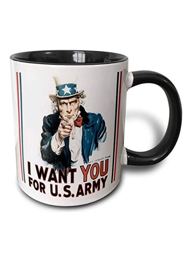 3Dروز "مج مطبوع عليه عبارة "I Want You For U.S Army" أسود/ أبيض/ أزرق - Image 1