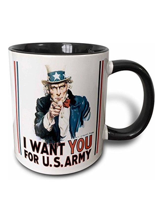 3Dروز "مج مطبوع عليه عبارة "I Want You For U.S Army" أسود/ أبيض/ أزرق - Image 2