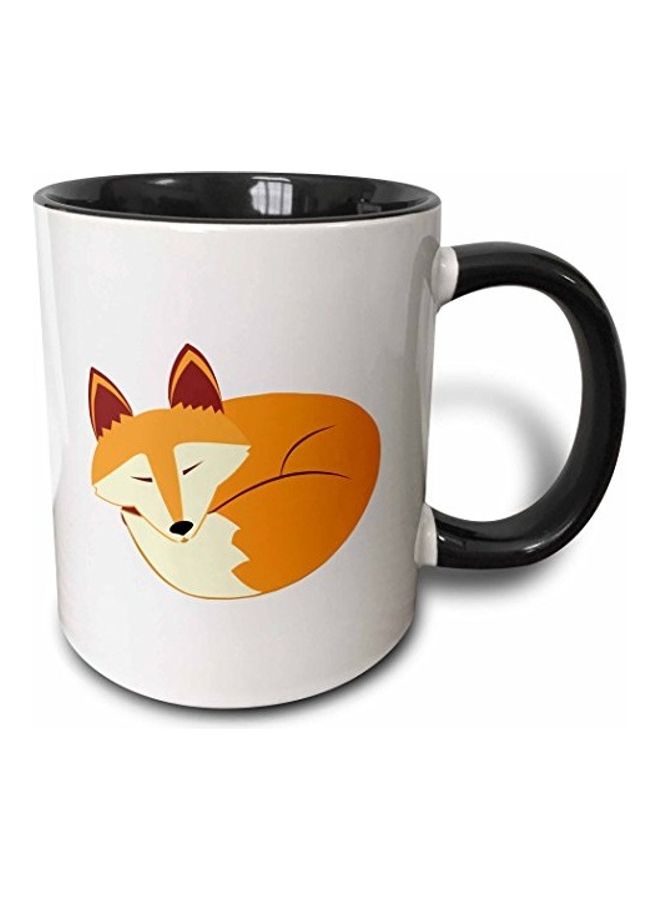 3DROSE Cute Sleeping Fox Printed Coffee Mug Black/White/Brown
